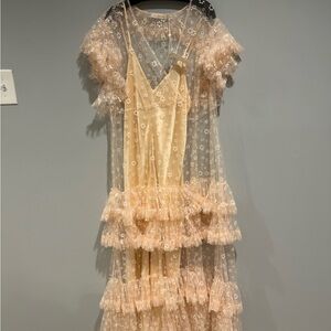 Tory Burch Pink Sunny Tulle Ruffle Dress